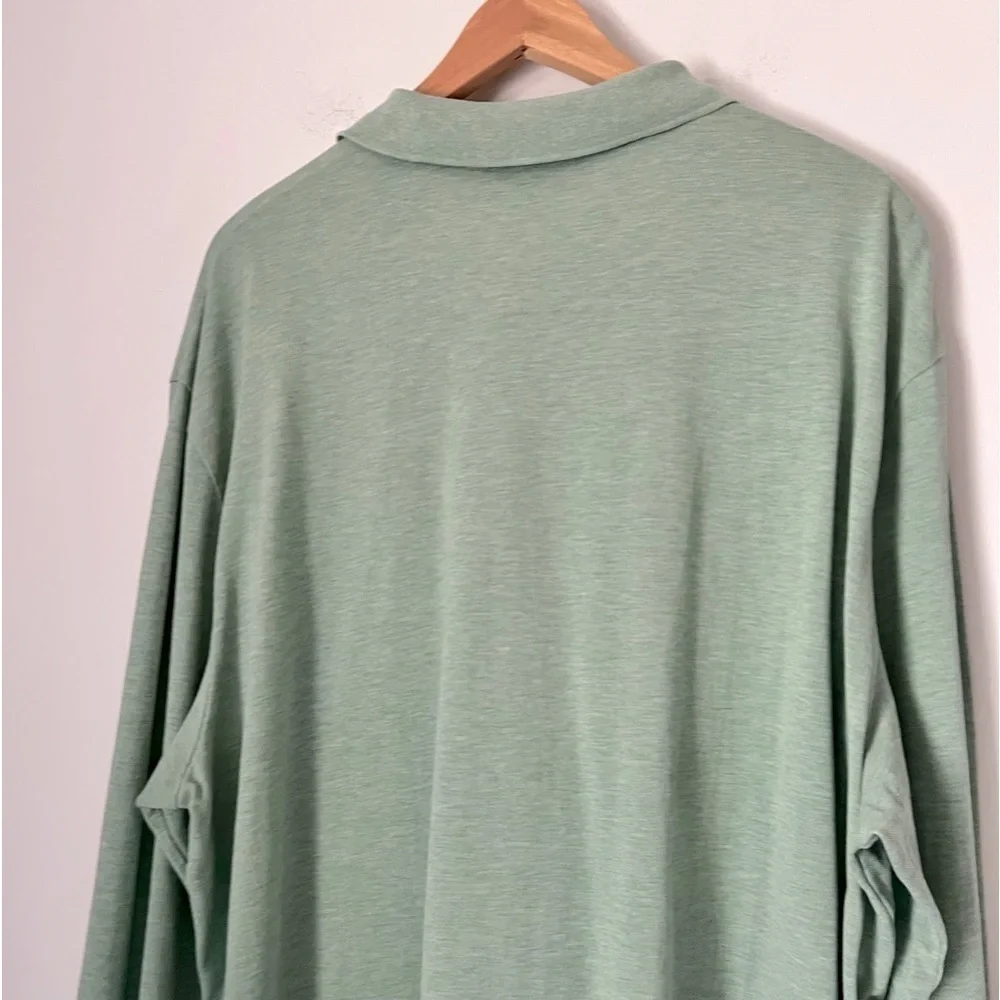 POLO GOLF Ralph Lauren Pima Cotton Long Sleeve 3 Button Polo Shirt Sage Green XL